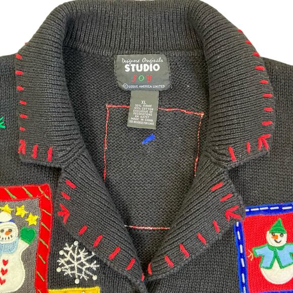 Designers Originals Sz XL Vtg 90s Holiday Sweater Vest Snowmans Boho Multicolor - Picture 14 of 16
